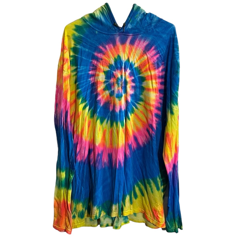Dyenomite Long Sleeve Hooded Tie Dye Shirt XXL